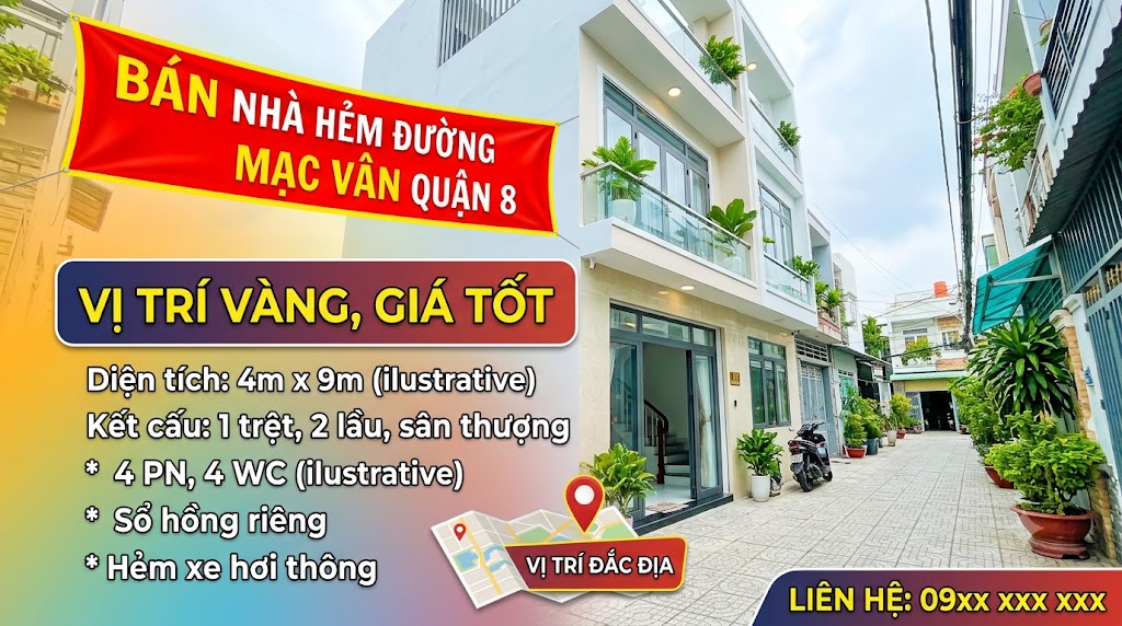 Bán nhà hẻm đường Mạc Vân Quận 8 – Vị trí vàng, giá tốt